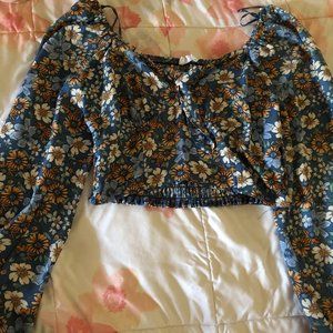Floral Blue Crop Top